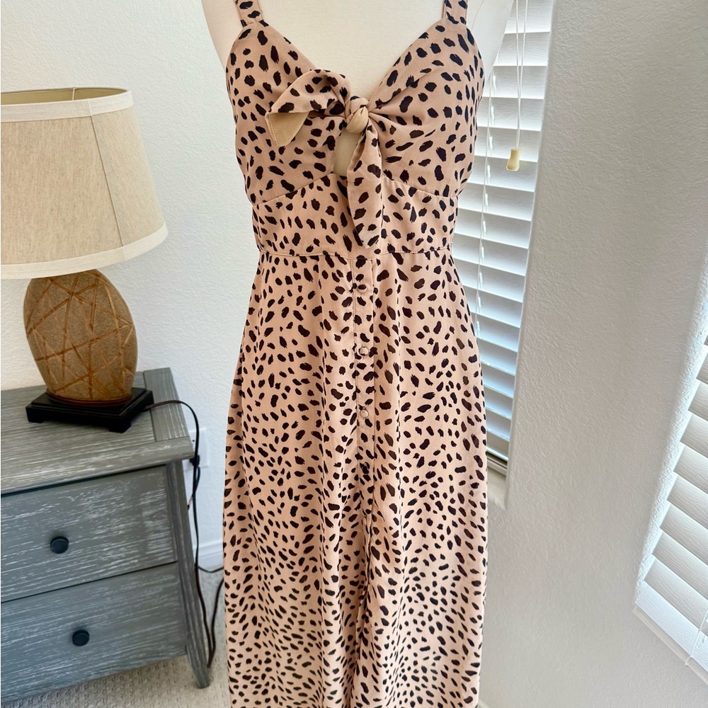Forever 21 Beige and Black Patterned Maxi Dress